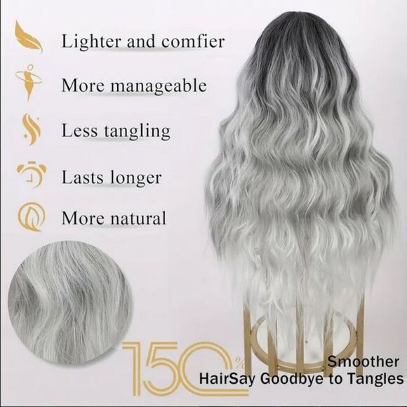 Women'S 26" Long Curly Wavy Synthetic Wig Heat Resistant High Temperature Fiber - Picture 3 of 16